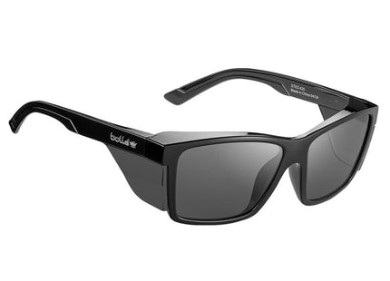 Bolle Safety Stks 420 Black Gloss Frame Safety Glasses - Smoke