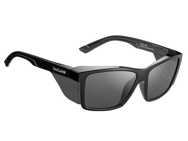 Bolle Safety Stks 420 Black Gloss Frame Safety Glasses - Smoke