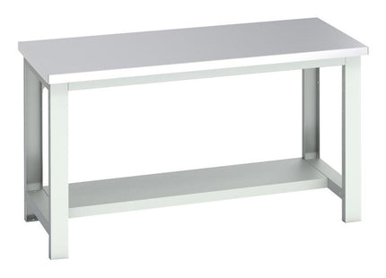 Bott Cubio Bench With Half Shelf, Stainless Steel Clad Top 1500 X 750Mm