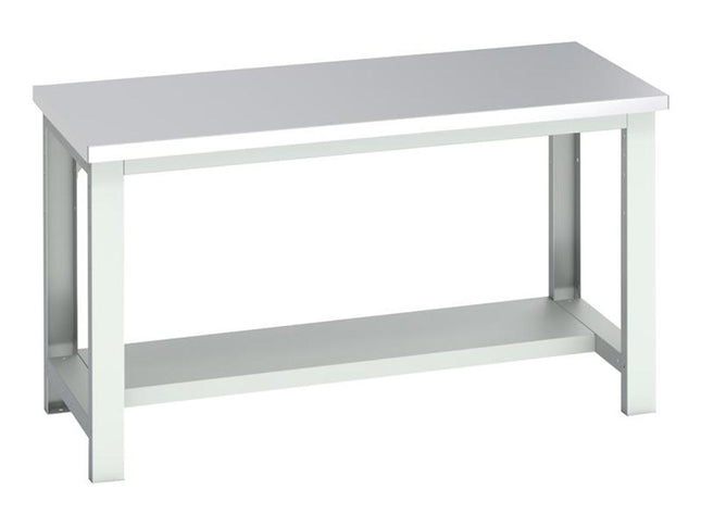 Bott Cubio Bench With Half Shelf, Stainless Steel Clad Top 1500 X 750Mm