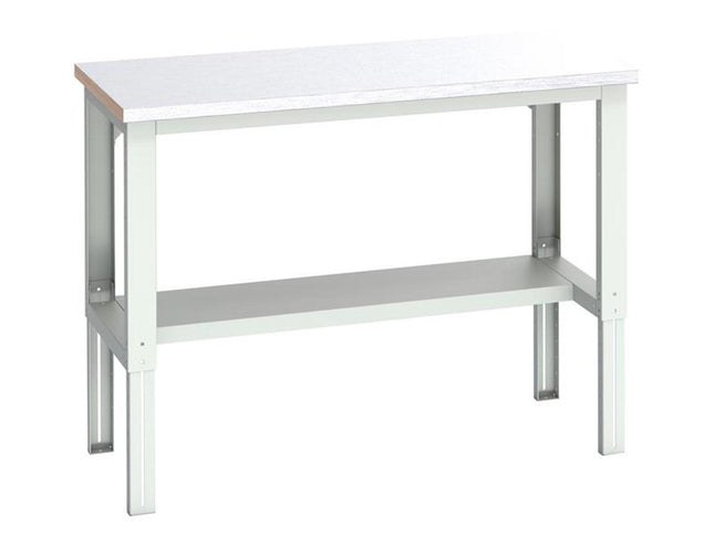 Bott Cubio Adjustable Bench With Half Shelf, Steel Clad Top 1500 X 750Mm