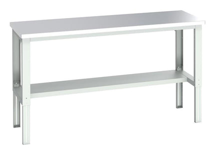 Bott Cubio Adjustable Bench With Half Shelf, Stainless Steel Top 2000 X 750Mm