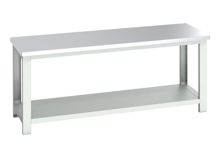 Bott Cubio Bench With Shelf, Stainless Steel Clad Top 2000 X 750Mm
