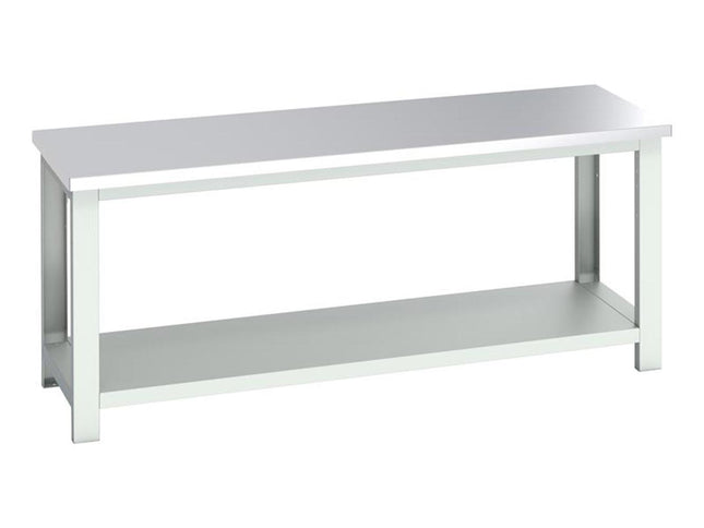Bott Cubio Bench With Shelf, Stainless Steel Clad Top 2000 X 750Mm