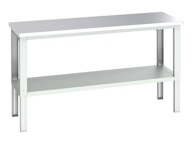 Bott Cubio Adjustable Bench With Shelf, Stainless Steel Clad Top 2000 X 750Mm