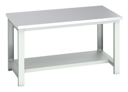Bott Cubio Bench With Half Shelf, Stainless Steel Clad Top 1500 X 900Mm