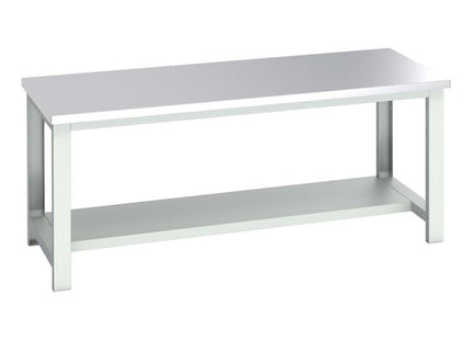 Bott Cubio Bench With Half Shelf, Stainless Steel Clad Top 2000 X 900Mm