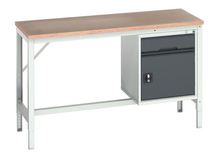 Bott Verso Adjustable Bench With Cupboard + Drawer, Mpx Top 1500 X 600Mm