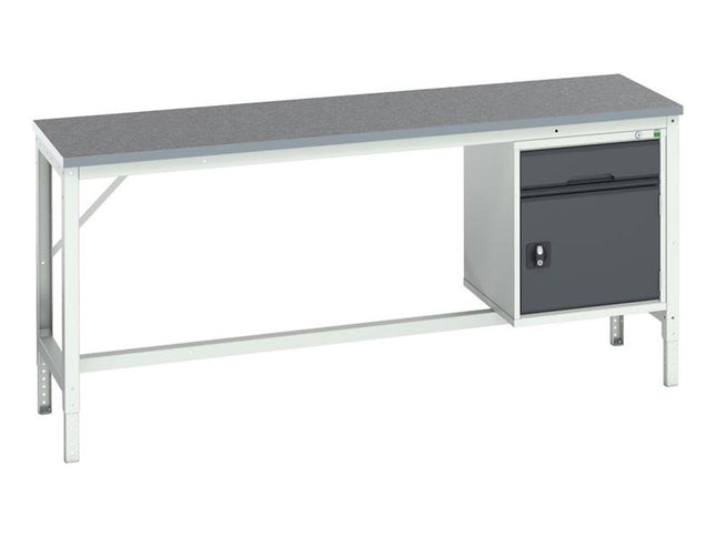 Bott Verso Bench With Cupboard + Drawer, Lino Top 2000 X 600Mm