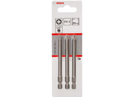 Bosch Powertool Accessories Extra Hard Screwdriver Bit Pz2 X 89Mm Pack Of 3