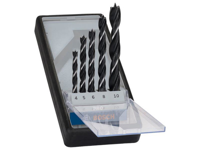 Bosch Powertool Accessories Pro Wood Brad Point Drill Bit Set, 5 Piece