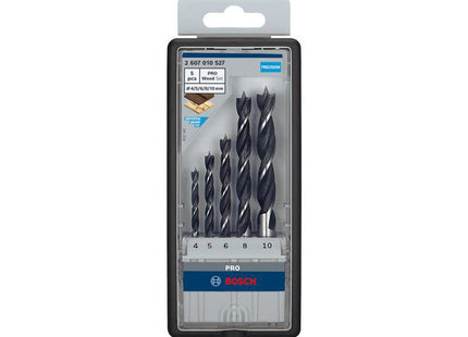 Bosch Powertool Accessories Pro Wood Brad Point Drill Bit Set, 5 Piece