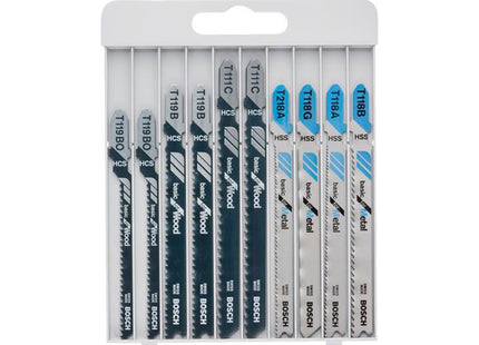 Bosch Powertool Accessories Basic For Wood And Metal Jigsaw Blade Set,10 Piece