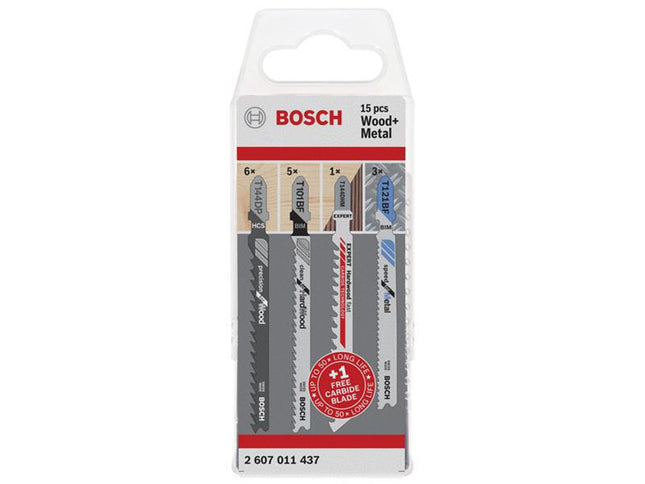Bosch Powertool Accessories Wood And Metal Jigsaw Blade Set, 15 Piece