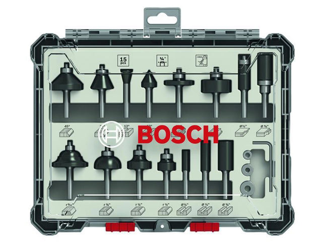 Bosch Powertool Accessories Pro Router Bit Mixed Set, 15 Piece
