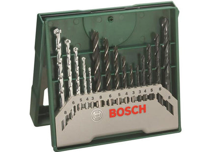 Bosch Powertool Accessories Mini-X-Line Twist Drill Bit Set, 15 Piece