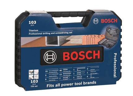 Bosch Powertool Accessories Titanium Professional Drilling And Screwdriving Set, 103 Piece
