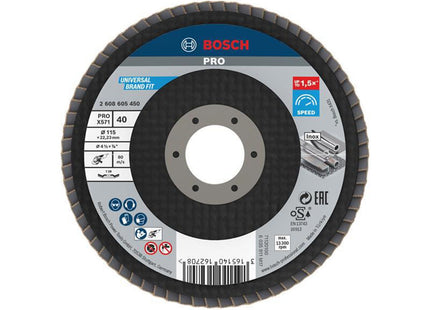 Bosch Powertool Accessories Pro X571 Flap Disc, Angled 115 X 22.23 X G40