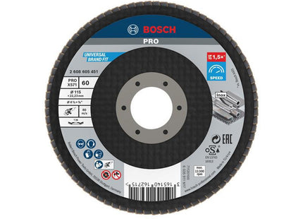 Bosch Powertool Accessories Pro X571 Flap Disc, Angled 115 X 22.23 X G60