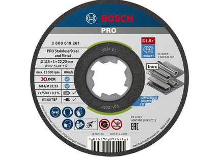 Bosch Powertool Accessories Pro Stainless Steel And Metal Bonded Cutting Disc 115 X 1.0 X 22.23Mm Tin Of 10