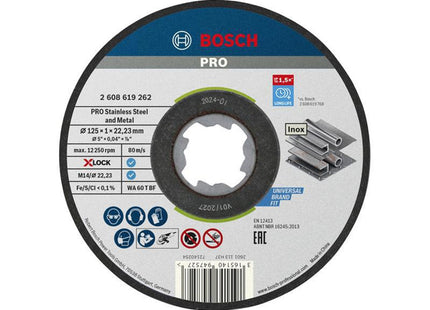 Bosch Powertool Accessories Pro Stainless Steel And Metal Bonded Cutting Disc 125 X 1.0 X 22.23Mm Pack Of 10