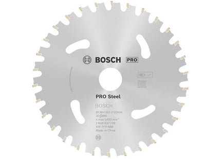 Bosch Powertool Accessories Pro Steel Cordless Circular Saw Blade 136 X 20Mm X 30T