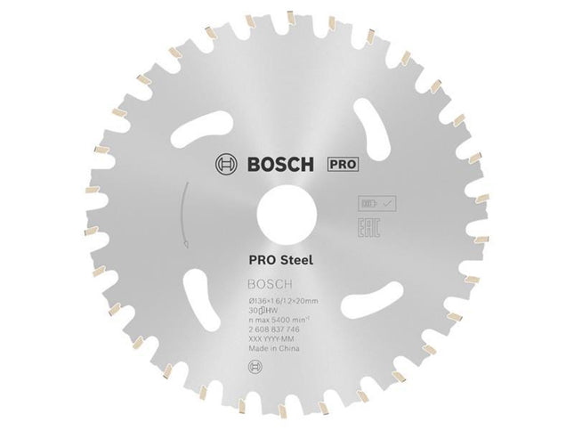 Bosch Powertool Accessories Pro Steel Cordless Circular Saw Blade 136 X 20Mm X 30T