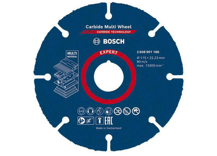 Bosch Powertool Accessories Expert Carbide Multi Wheel Cutting Disc 115 X 22.23Mm