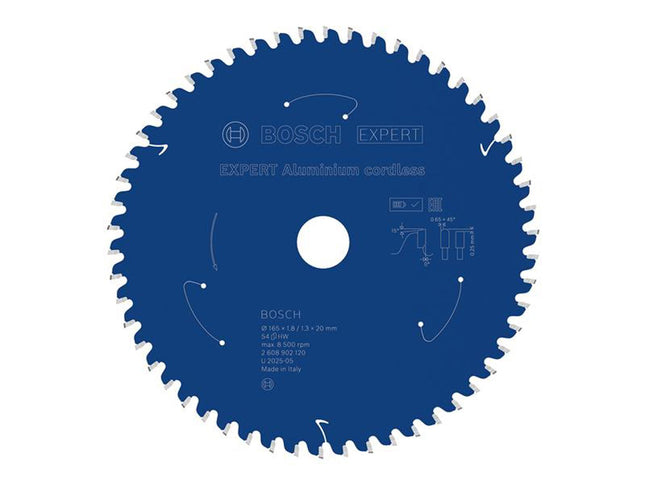 Bosch Powertool Accessories Expert Aluminium Cordless Circular Saw Blade 165 X 20Mm X 54T