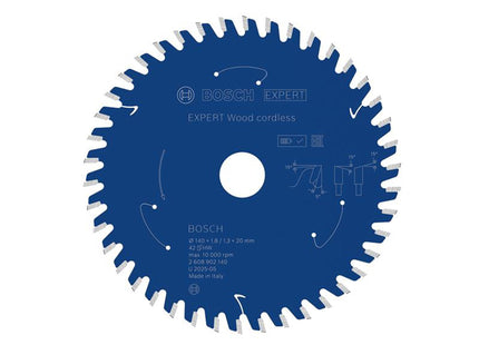 Bosch Powertool Accessories Expert Wood Cordless Circular Saw Blade 140 X 20Mm X 42T
