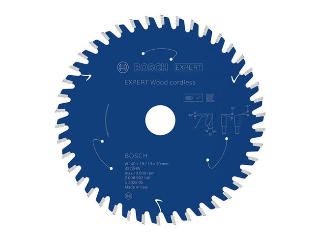 Bosch Powertool Accessories Expert Wood Cordless Circular Saw Blade 140 X 20Mm X 42T