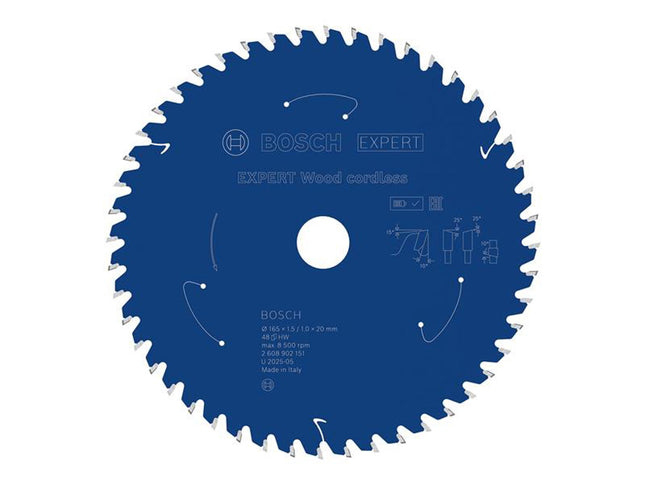 Bosch Powertool Accessories Expert Wood Cordless Circular Saw Blade 165 X 20Mm X 48T