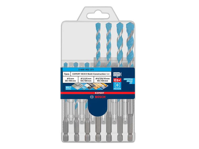 Bosch Powertool Accessories Expert Hex-9 Multi Construction Drill Bit Set, 7 Piece