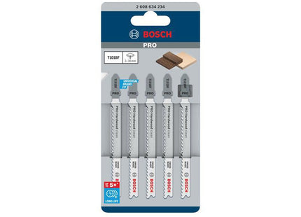 Bosch Powertool Accessories Pro Hardwood Clean T101bf Jigsaw Blade 100Mm Pack Of 5