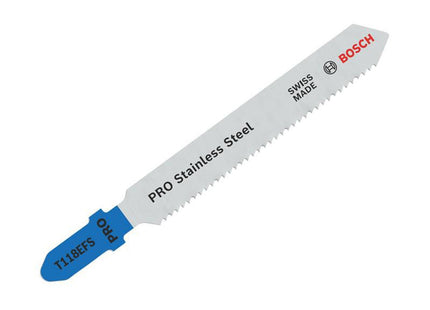 Bosch Powertool Accessories Pro Stainless Steel T118efs Jigsaw Blade 83Mm Pack Of 5