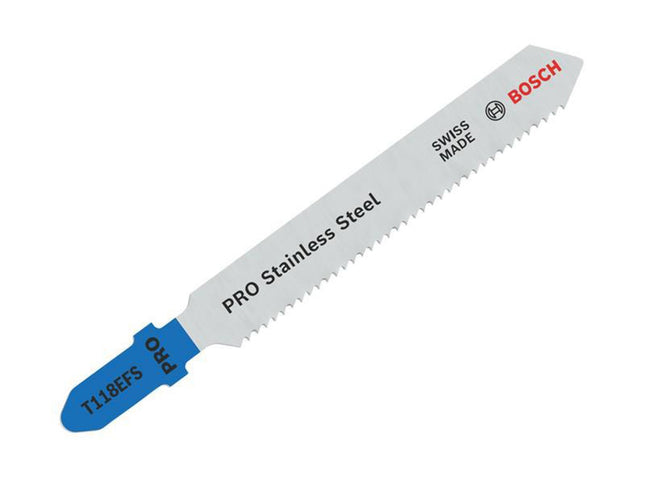 Bosch Powertool Accessories Pro Stainless Steel T118efs Jigsaw Blade 83Mm Pack Of 5