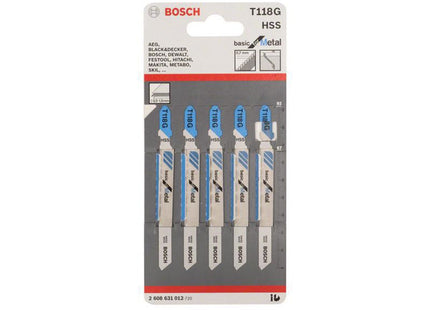 Bosch Powertool Accessories T 118 G Basic For Metal Jigsaw Blade 92Mm Pack Of 5