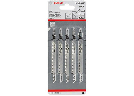 Bosch Powertool Accessories T 301 Cd Clean For Wood Jigsaw Blade 100Mm Pack Of 5