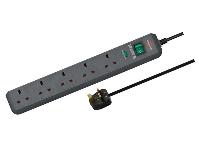 Brennenstuhl Eco-Line Extension Lead 240V 5-Gang 13A Anthracite 2M