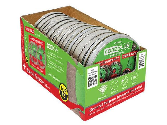 Coreplus Coreplus Top Twelve Cutting Blade Cdu With 10 Tins (3 Blades Per Tin)