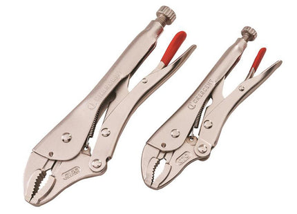 Crescent Curved Jaw Locking Pliers With Wire Cutter Set, 2 Piece