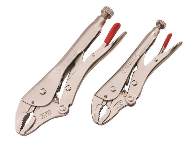 Crescent Curved Jaw Locking Pliers With Wire Cutter Set, 2 Piece