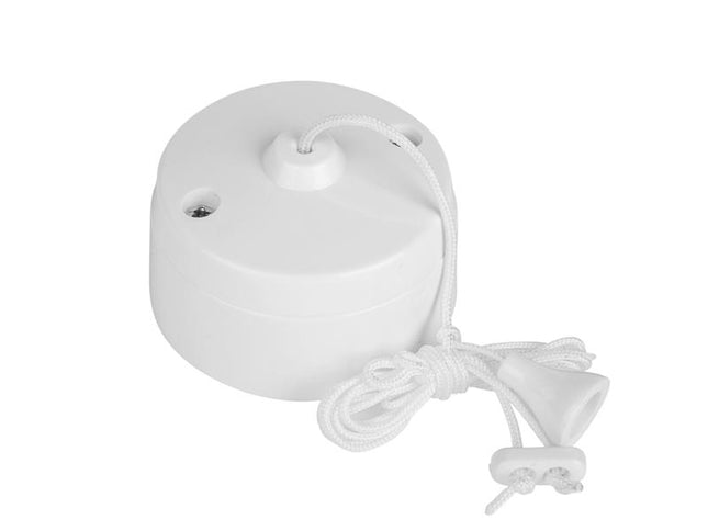 Dencon White Ceiling Pull Switch 1-Way 6A