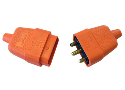 Dencon 3 Pin Rubber Connector Plug 10A Orange