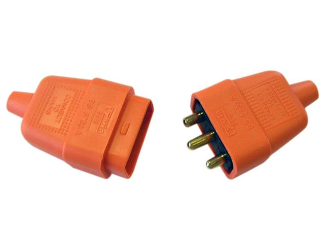 Dencon 3 Pin Rubber Connector Plug 10A Orange