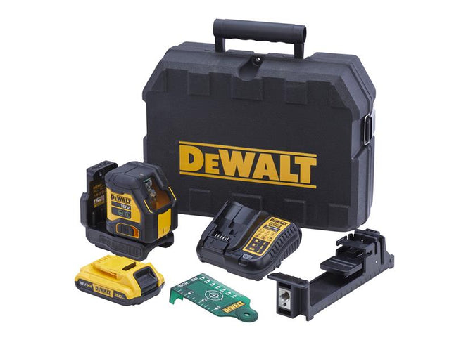 DEWALT DCLE34021D1 XR Compact Cross Line Green Laser 18V 1 x 2.0Ah Li-ion DEWDCL34021D