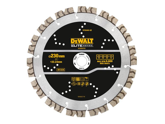 DEWALT ELITE SERIESª All Purpose Diamond Segmented Wheel 230 x 22.2mm DEWDT20462QZ