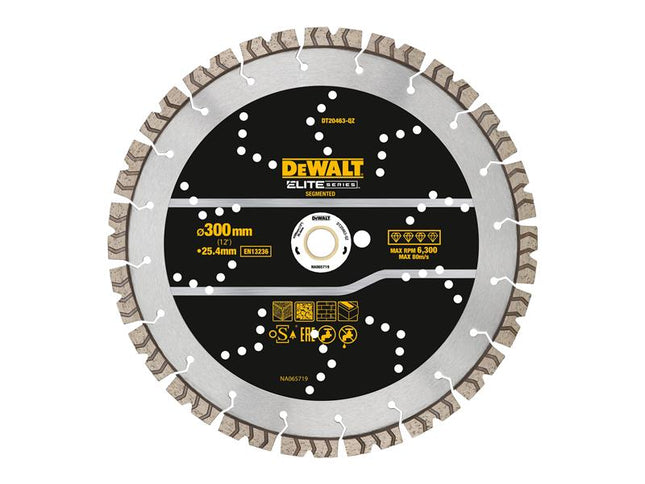 DEWALT ELITE SERIESª All Purpose Diamond Segmented Wheel 300 x 25.4mm DEWDT20463QZ