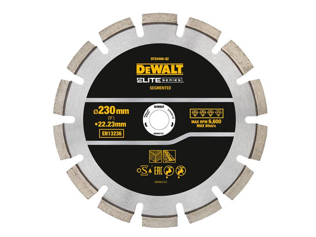 DEWALT ELITE SERIESª Asphalt Diamond Segmented Wheel 230 x 22.23mm DEWDT20466QZ