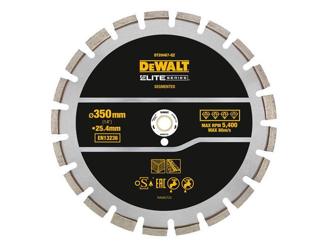 DEWALT ELITE SERIESª Asphalt Diamond Segmented Wheel 350 x 25.4mm DEWDT20467QZ